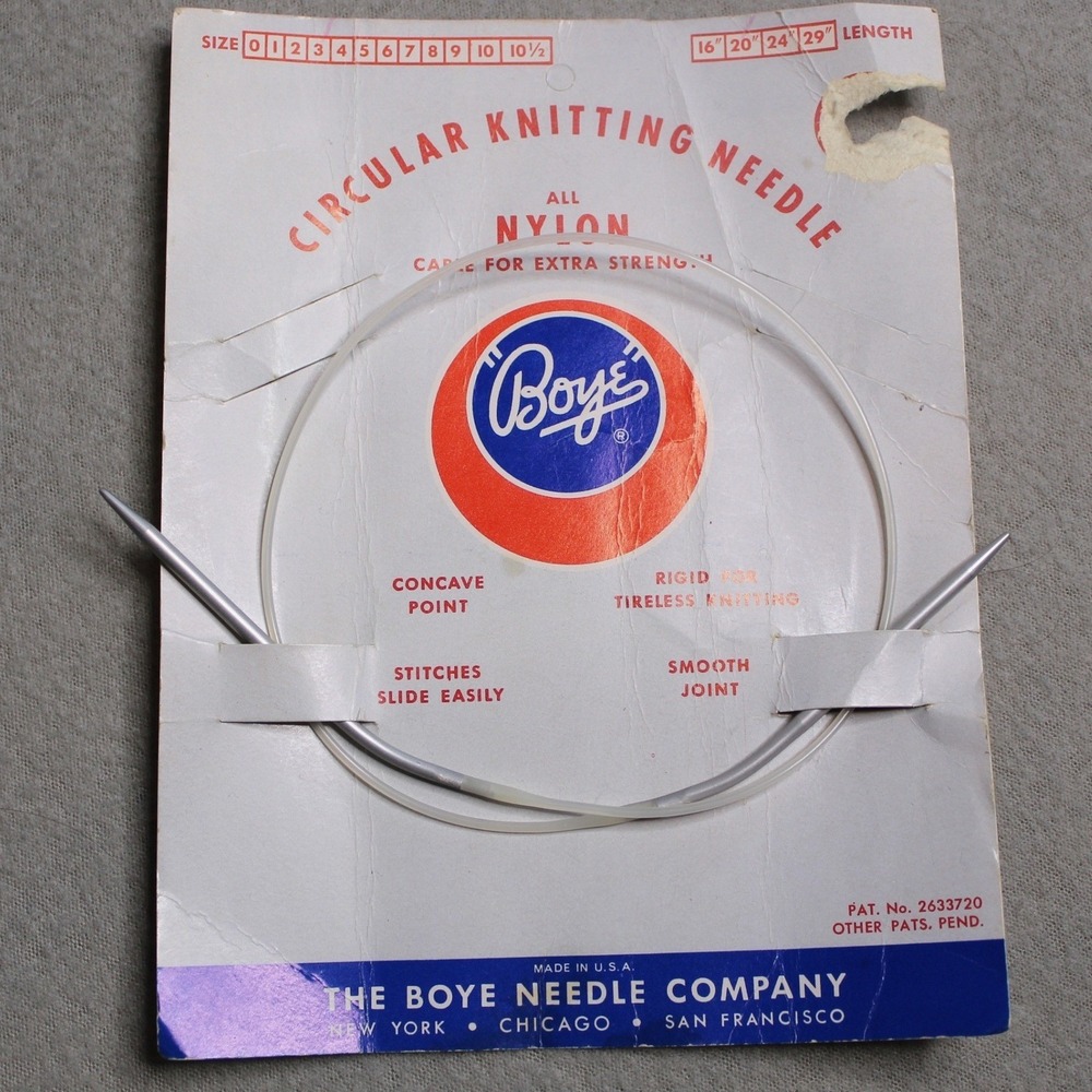 Vintage Boye Circular Knitting Needle All Nylon Cable Made in USA Size 6 29 Inch